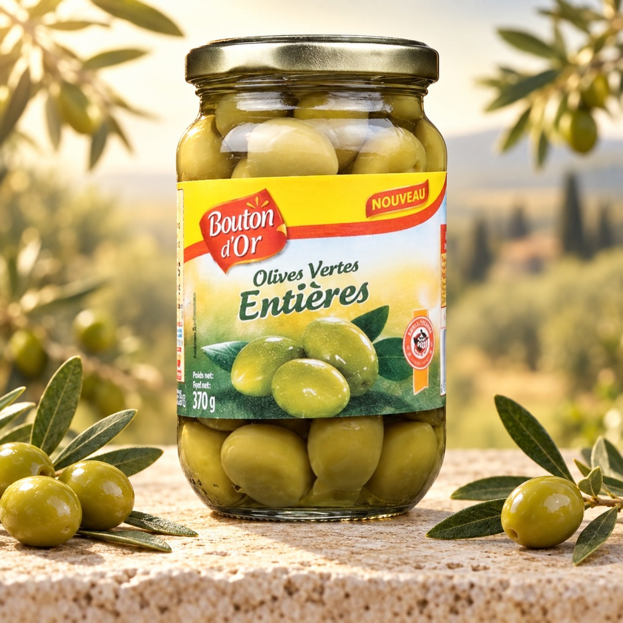 Ganze grüne Oliven 200 g - BOUTON D'OR