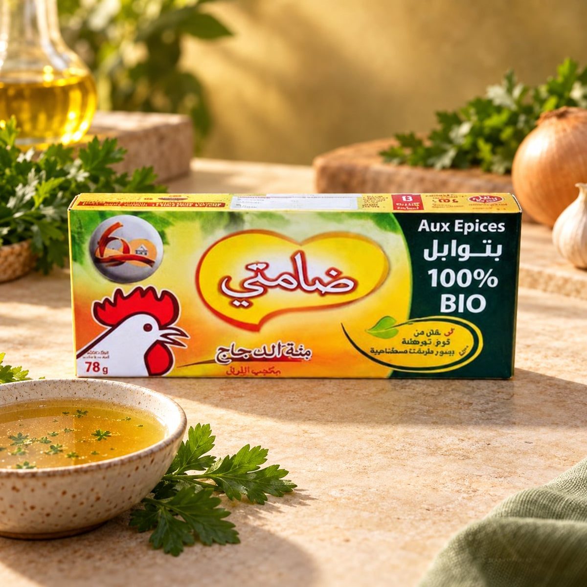 Hühner-Brühwürfel mit Gewürzen 100 % bio Damti x8 Würfel 76 g - IDÉAL