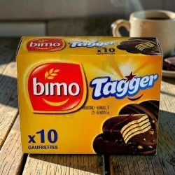 Medina Market Bimo Tagger Waffeln mit Schokoladenüberzug in gelber 10er-Packung