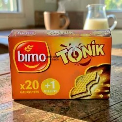 Medina Market Bimo Tonik Waffeln in orangefarbener Verpackung mit 21 Stück Inhalt