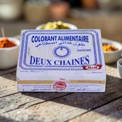 Medina Market Deux Chaines Lebensmittelfarbe in weißer Verpackung mit blauem Aufdruck