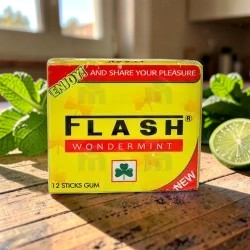 Medina Market Flash Wondermint Kaugummi Packung mit 12 Streifen in leuchtend gelber Verpackung