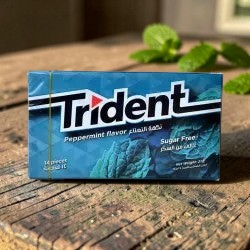 Medina Market Trident Kaugummi mit Pfefferminzgeschmack, zuckerfrei, 14 Stück in blauer Verpackung