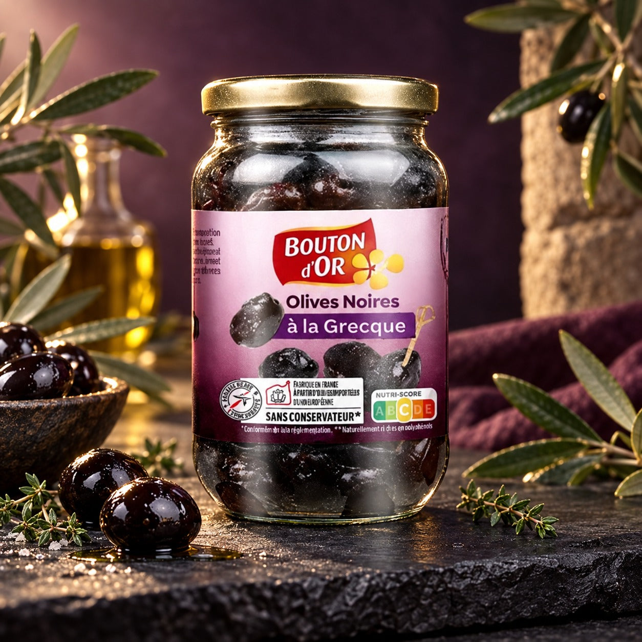 Griechische schwarze Oliven 250 g - BOUTON D'OR